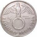 Третий Рейх 5 рейхсмарок 1936 год (A) - Орел со свастикой