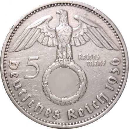 Третий Рейх 5 рейхсмарок 1936 год (A) - Орел со свастикой