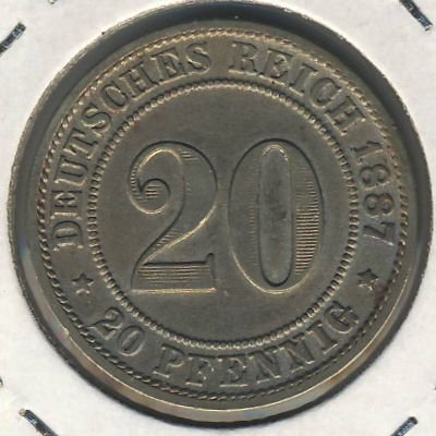 Германия 20 пфеннигов 1887 год