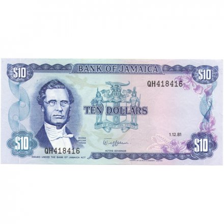 Ямайка 10 долларов 1981 год UNC