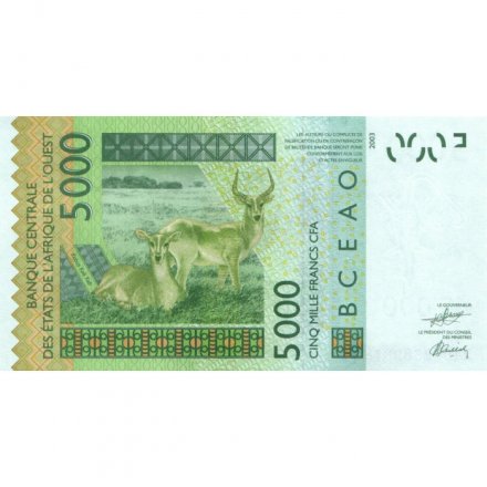 Бенин (Центральная Африка) 5000 франков 2003 (2024) год - B - UNC