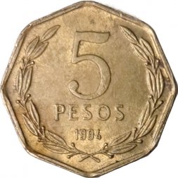 Чили 5 песо 1994 год