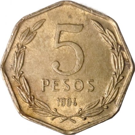 Чили 5 песо 1994 год