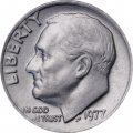 США 1 дайм (10 центов) 1977 год - Франклин Рузвельт (без отметки МД)