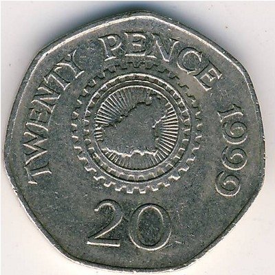 Гернси 20 пенсов 1999 год