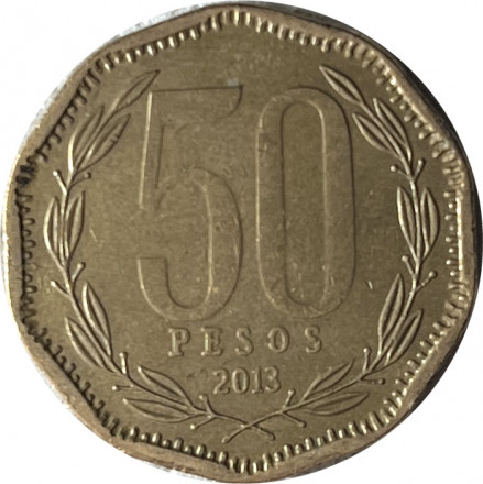 Чили 50 песо 2013 год