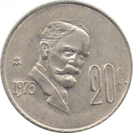 Мексика 20 сентаво 1975 год