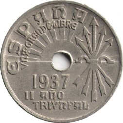 Испания 25 сентимо 1937 год