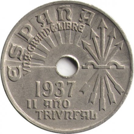 Испания 25 сентимо 1937 год