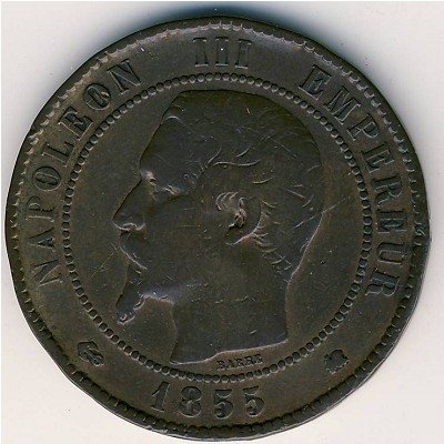 Франция 10 сантимов 1855 год Наполеон III (К)