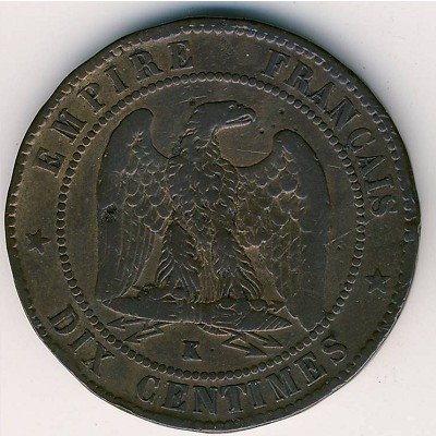 Франция 10 сантимов 1855 год Наполеон III (К)
