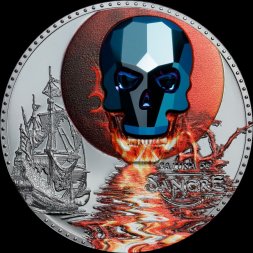 Экваториальная Гвинея 1000 франков КФА 2019 год - Кристальный череп. Кровавая луна