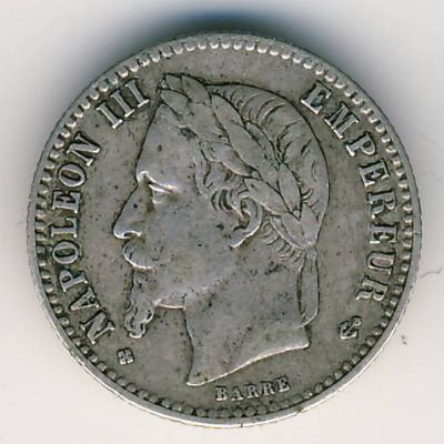 Франция 50 сантимов 1866 год