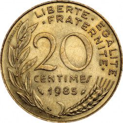 Франция 20 сантимов 1985 год