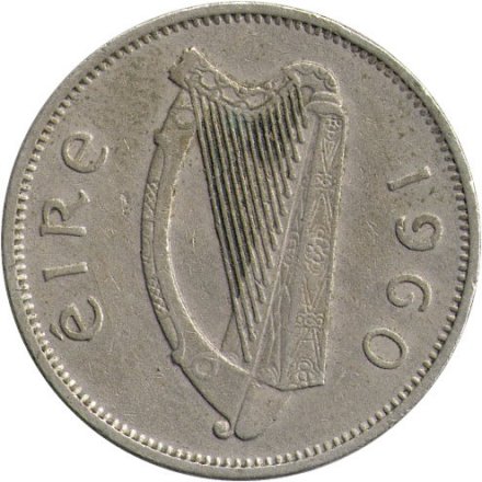 Ирландия 6 пенсов 1960 год - Ирландский волкодав