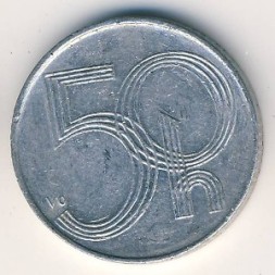 Монета Чехия 50 гелеров 1996 год