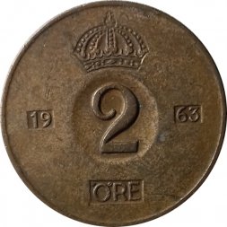 Швеция 2 эре 1963 год