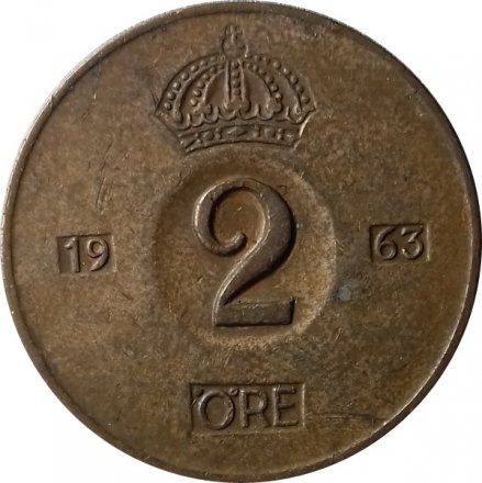Швеция 2 эре 1963 год