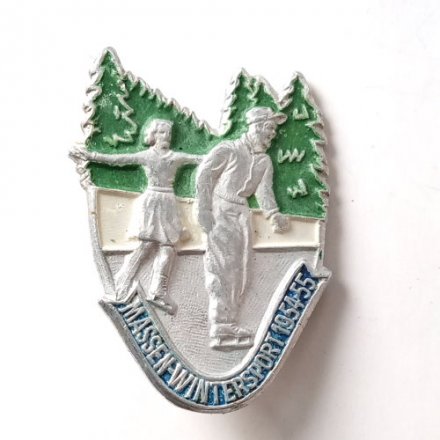 Значок ГДР. Зимний спорт. Massen wintersport 1954-1955. Коньки
