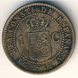 Испания 1 сентимо 1912 год