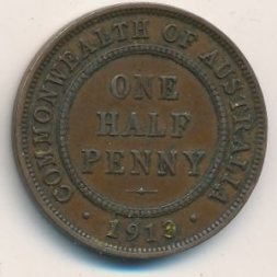 Австралия 1/2 пенни 1913 год