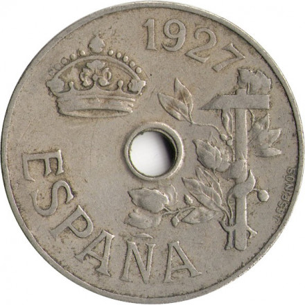 Испания 25 сентимо 1927 год - Король Альфонсо XIII