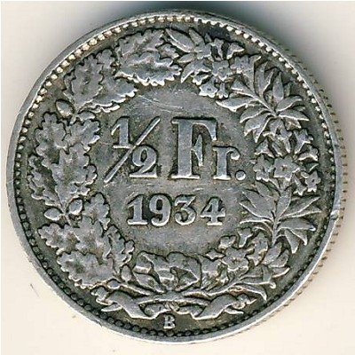 Швейцария 1/2 франка 1934 год