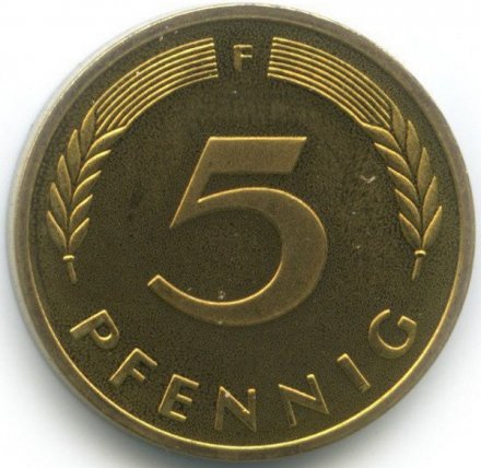 ФРГ 5 пфеннигов 1992 год (F)