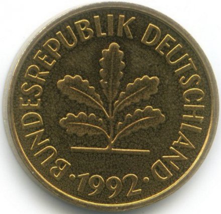 ФРГ 5 пфеннигов 1992 год (F)