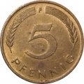 ФРГ 5 пфеннигов 1992 год (F)