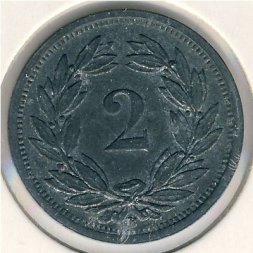 Швейцария 2 раппена 1945 год