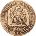 Франция 5 сантимов 1855 год (A и голова собаки)