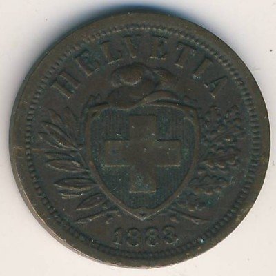 Швейцария 2 раппена 1883 год
