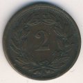 Швейцария 2 раппена 1883 год