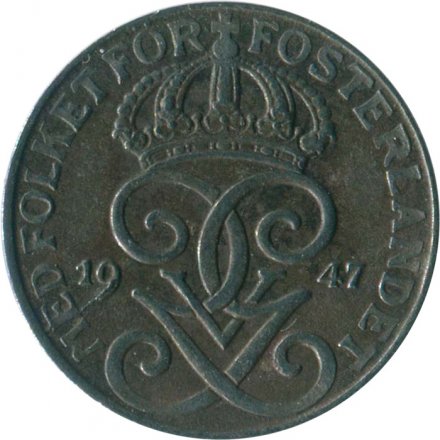 Швеция 1 эре 1947 год