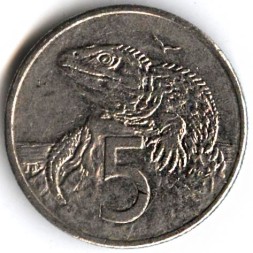 Монета Новая Зеландия 5 центов 1989 год
