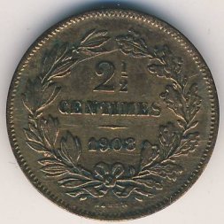 Люксембург 2 1/2 сантима 1908 год