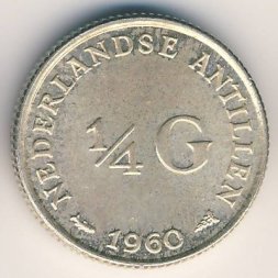 Антильские острова 1/4 гульдена 1960 год - Королева Юлиана