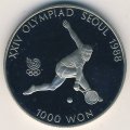 Южная Корея 1000 вон 1987 год - XXIV летние Олимпийские Игры, Сеул 1988. Теннис (Proof)