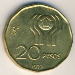 Аргентина 20 песо 1977 год