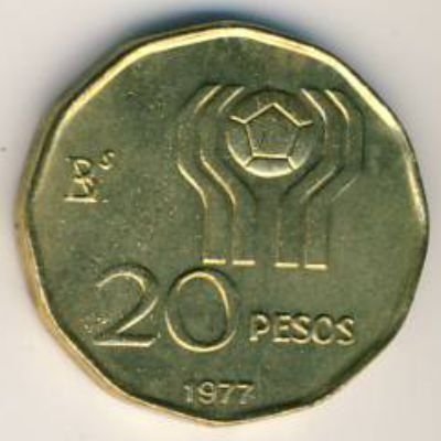 Аргентина 20 песо 1977 год
