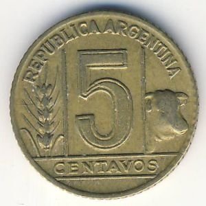 Аргентина 5 сентаво 1944 год