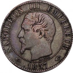 Франция 5 сантимов 1857 год (A)