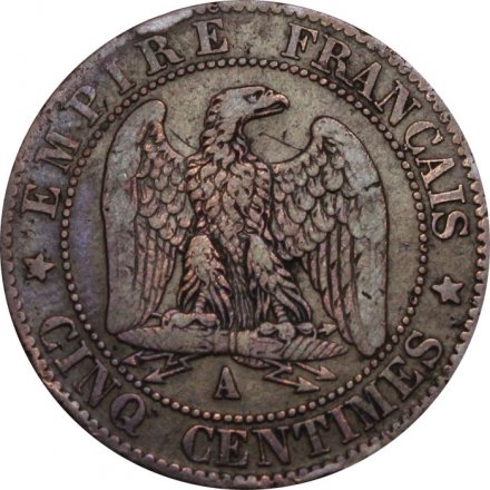 Франция 5 сантимов 1857 год (A)