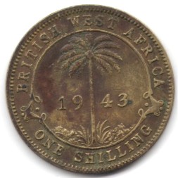 Британская Западная Африка 1 шиллинг 1943 год - Георг VI