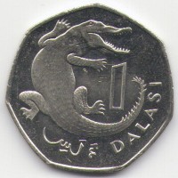 Монета Гамбия 1 даласи 2008 год
