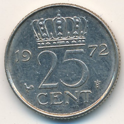Нидерланды 25 центов 1972 год