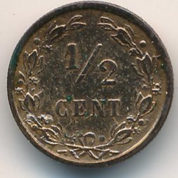 Нидерланды 1/2 цента 1883 год