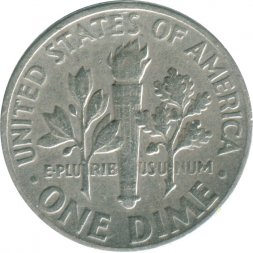 США 1 дайм (10 центов) 1947 год - Рузвельт (без отметки МД)