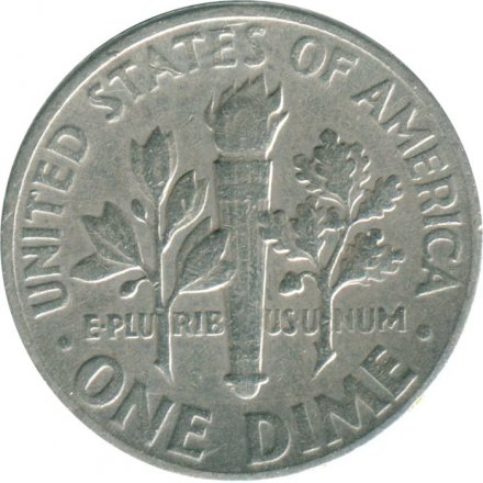США 1 дайм (10 центов) 1947 год - Рузвельт (без отметки МД)